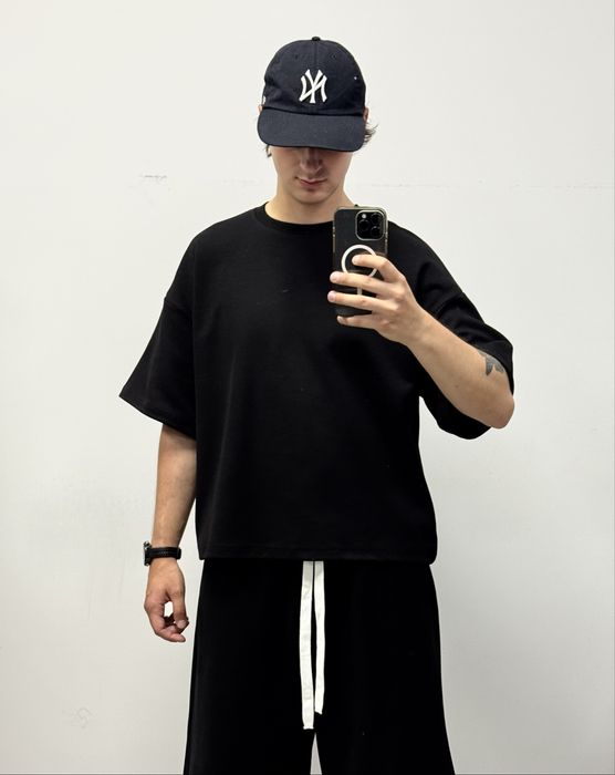 Oversize футболка чорна / біла плотна базова оверсайз t-shirt S M L XL 100% cotton