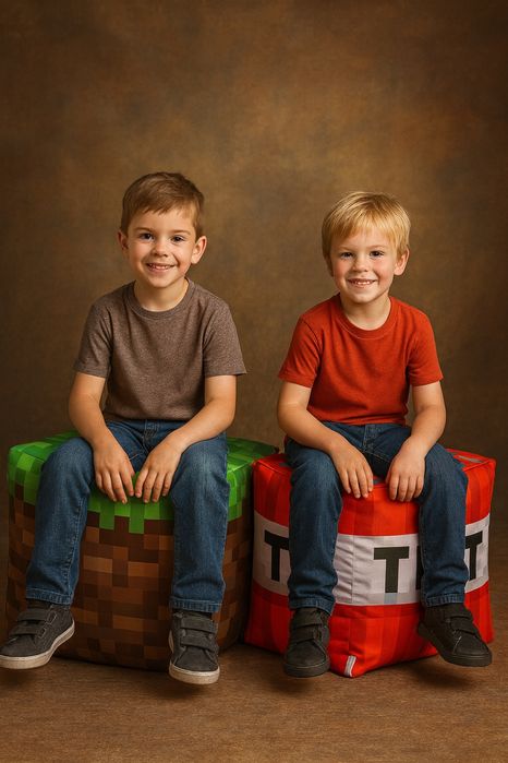 Пуфик, пуф кресло сидушка, в стиле Майнкрафт 2 вида Кусок земли и TNT