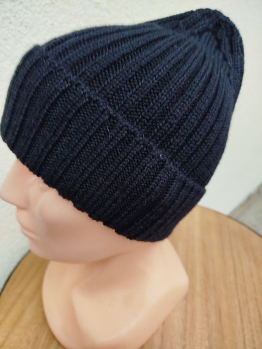 Czapka z wełny Merino 100% czarna z wywinieciem okazja