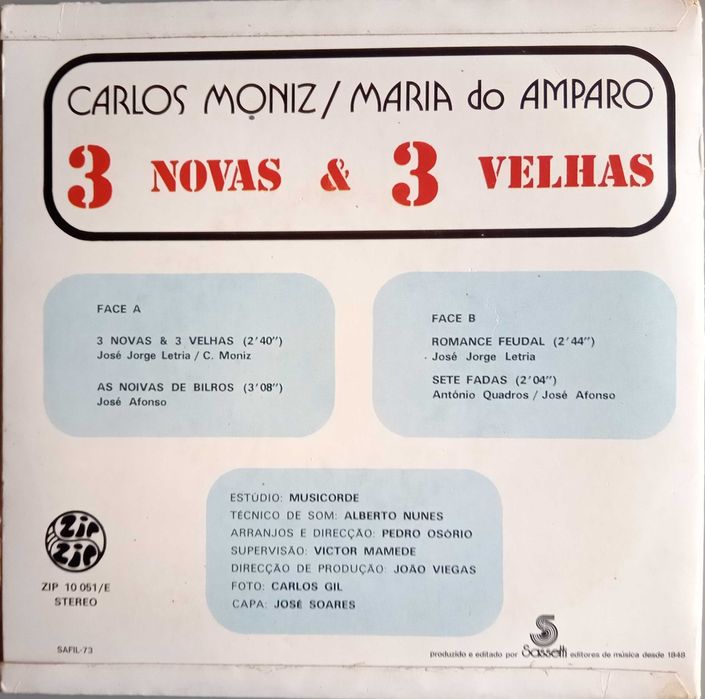 Carlos Alberto Moniz e Maria do Amparo - - - - - 3 Novas & 3 Velhas-EP