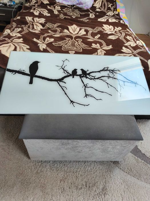 Szklany obraz z ptakami