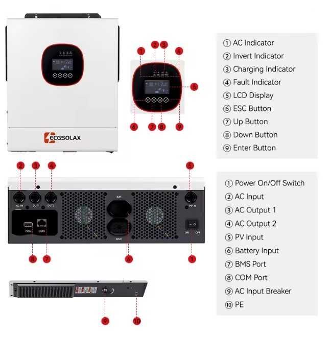 Гібридний інвертор ECGSOLAX ECJ-HVM6.5K-48V-WIFI, 48В, 6.5 кВт