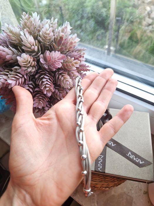 Nowa bransoletka Srebrna Apart szeroka solidna lancuch kulki kuleczki