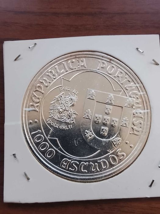 Moeda de 1000 escudos de 1995, de D. João II, em Prata