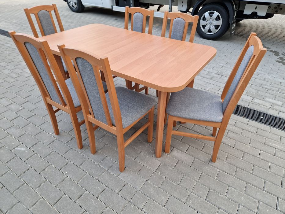 Stół rozkładany + 6 krzeseł, NOWE, OLCHA + SZARY, dostawa cała POLSKA