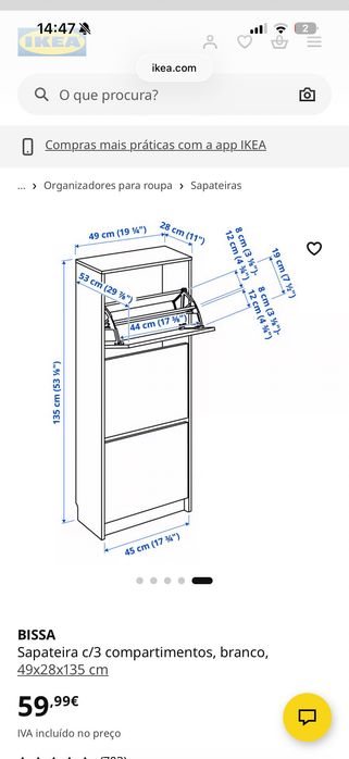 Sapateira branca IKEA