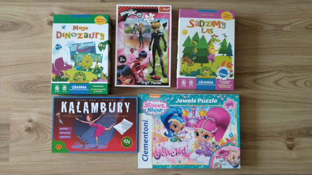 Puzzle i gry Moje Dinozaury, Shimmer i Shine