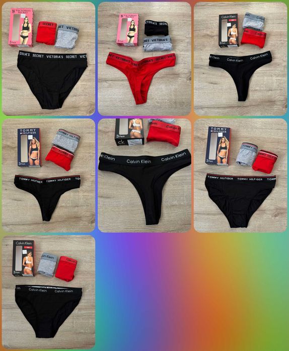 Zestaw victoria majtki komplet 3pak figi stringi damski calvin klein