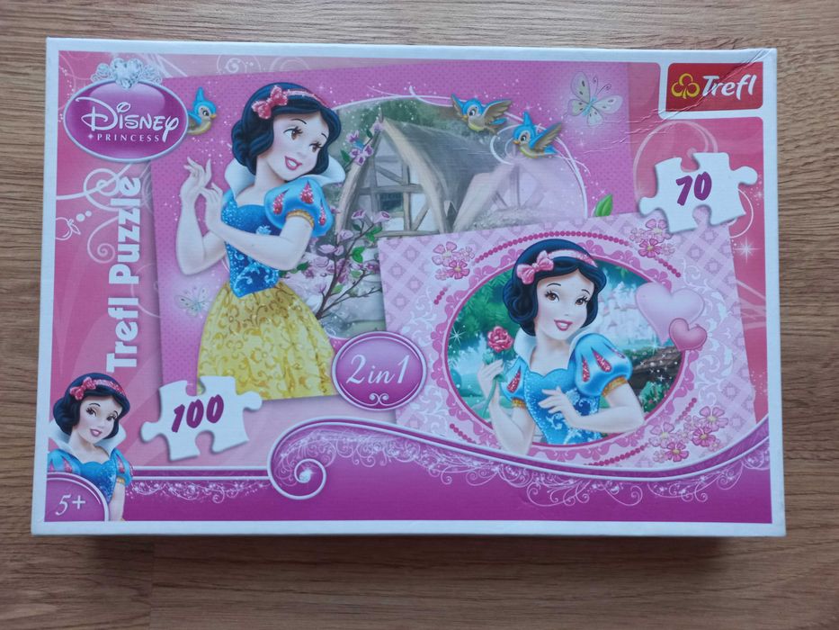 Puzzle Trefl Królewna Śnieżka 2w1 100el i 70el + Księżniczki 160el