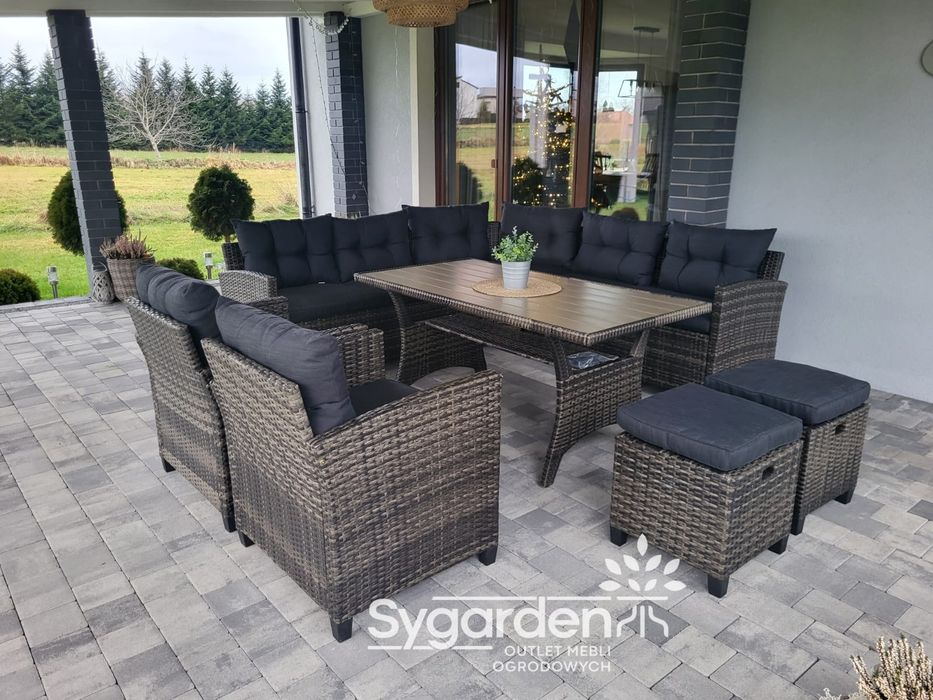 PROMOCJA!Zestaw mebli ogrodowych,Konifera, rogówka,2 fotele,2 pufy,