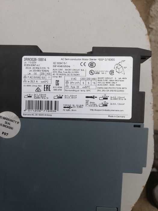 Sofstart 11kW, układ łagodnego rozruchu