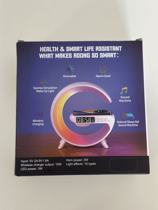 Despertador Multifunções com Luz e Carregamento Sem Fios