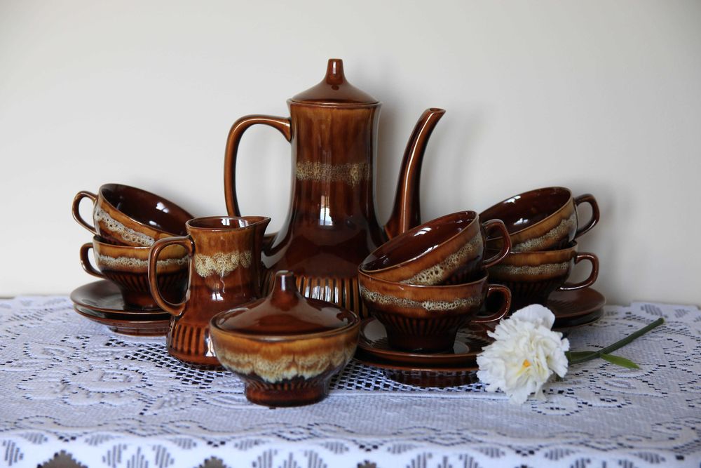 Komplet, serwis do kawy "Kasia" A. Sadulski, Mirostowice, PRL, Vintage