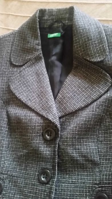 Marynarka Benetton elegancka krata modna ciepła roz. S