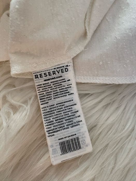 biały, wiązany na dole top bez rękawów w stylu boho marki Reserved M