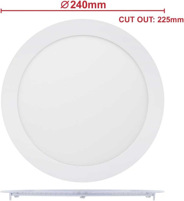 Panel Led Oprawa Podtynkowa Wpuszczana , Okrągła, 20W, *
