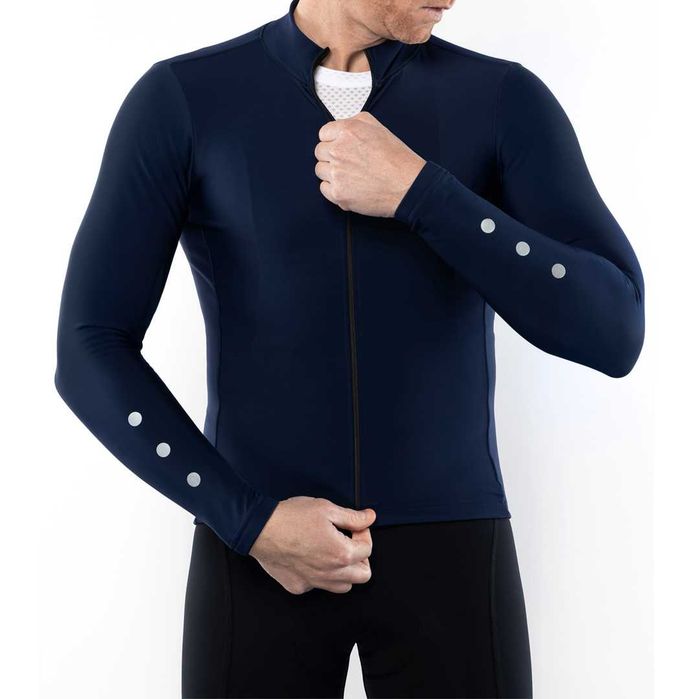 Ocieplana bluza kolarska gładka, granatowa, szosowka.com.pl
