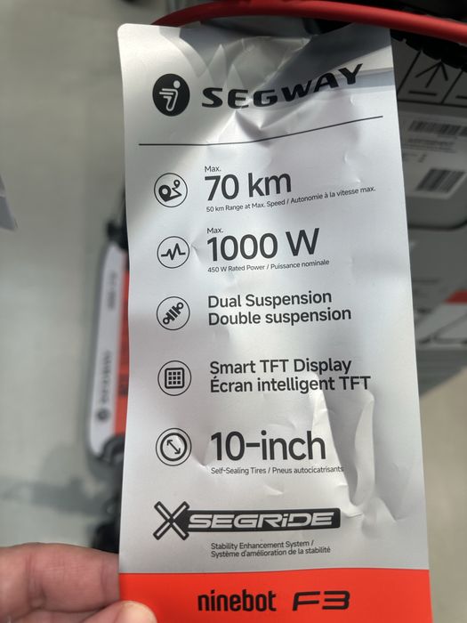 Trotinete Segway Scooter F3 E, 1.000W Nova Desbloqueada 35km/h