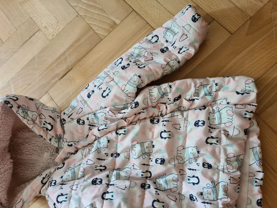 Kurtka dla dziewczynki ocieplana polarkiem 98cm