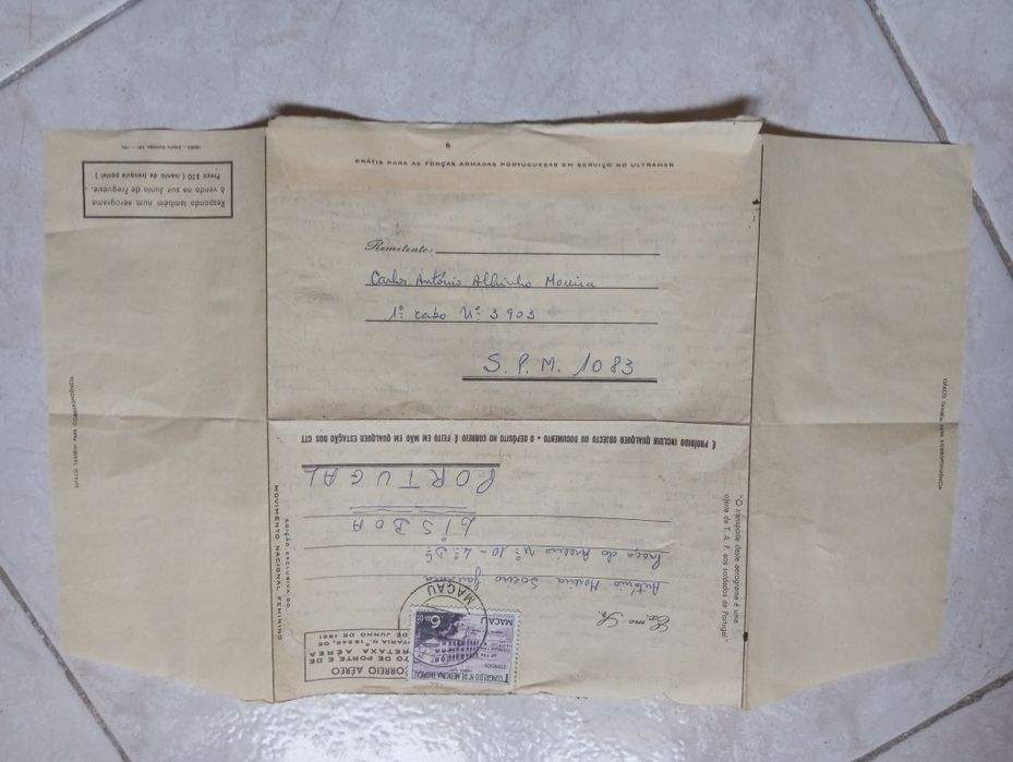 Aerograma Selado raro de  Macau 1964