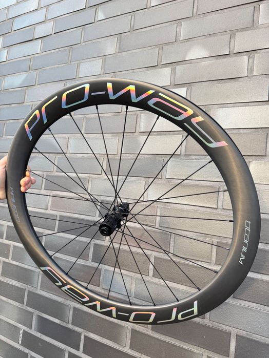 Koła karbonowe szosowe PRO-WAY TITANIUM RAINBOW 50mm 1350g!