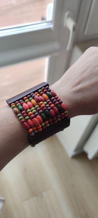Bransoletka kolorowa Primark elastyczna drewniane koraliki