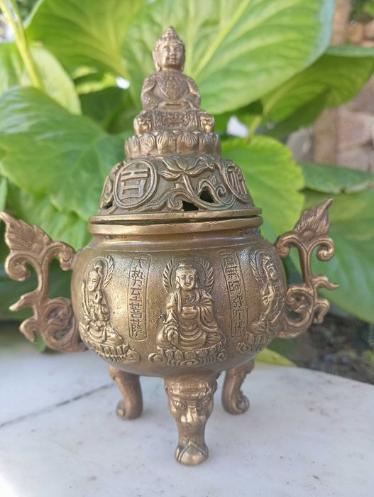 Гуаньинь Тибет бронзовая статуэтка шкатулка ваза клеймо ручная работа