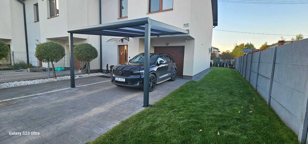Wiata aluminiowa przyścienna 5x3m Antracyt poliwęglan