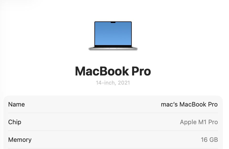 MacBook Pro 14 2021 M1 Pro 16GB 512GB SSD Silver