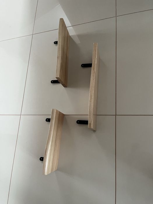 Zestaw 3 półek drewno/ metal