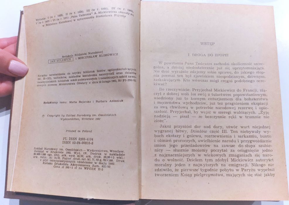Adam Mickiewicz książka Pan Tadeusz Wrocław 1982