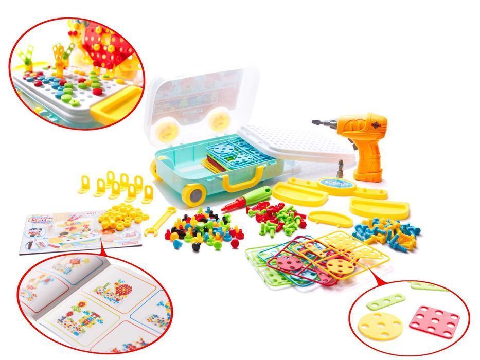 PUZZLE Klocki WIERTARKA Wkrętarka Układanka EDUKACYJNA dla Dzieci 258