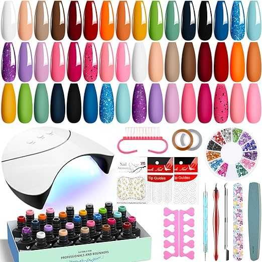 Zestaw lakierów żelowych UV 24 sztuki 48W UV/LED do zdobienia paznokci