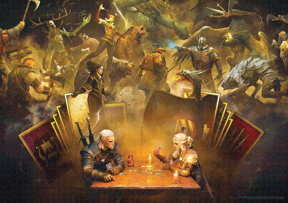Puzzle The Witcher (Wiedźmin) Playing Gwent - 1000 elementów / Nowa w folii