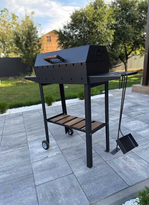 КОМПАКТНИЙ / Мангал з кришкою для барбекю метал 4 мм на 8 шампурів