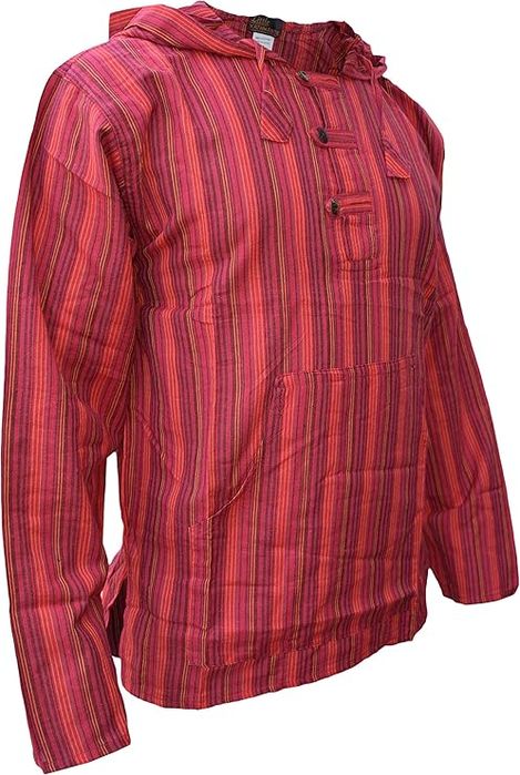 Bluza męska bawełniana z kapturem w paski - brąz - L