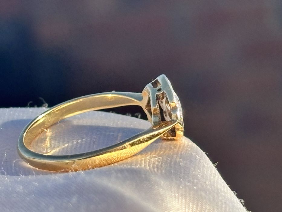 Złoty pierscionek antyczny 18ct 750 Art Deco r14