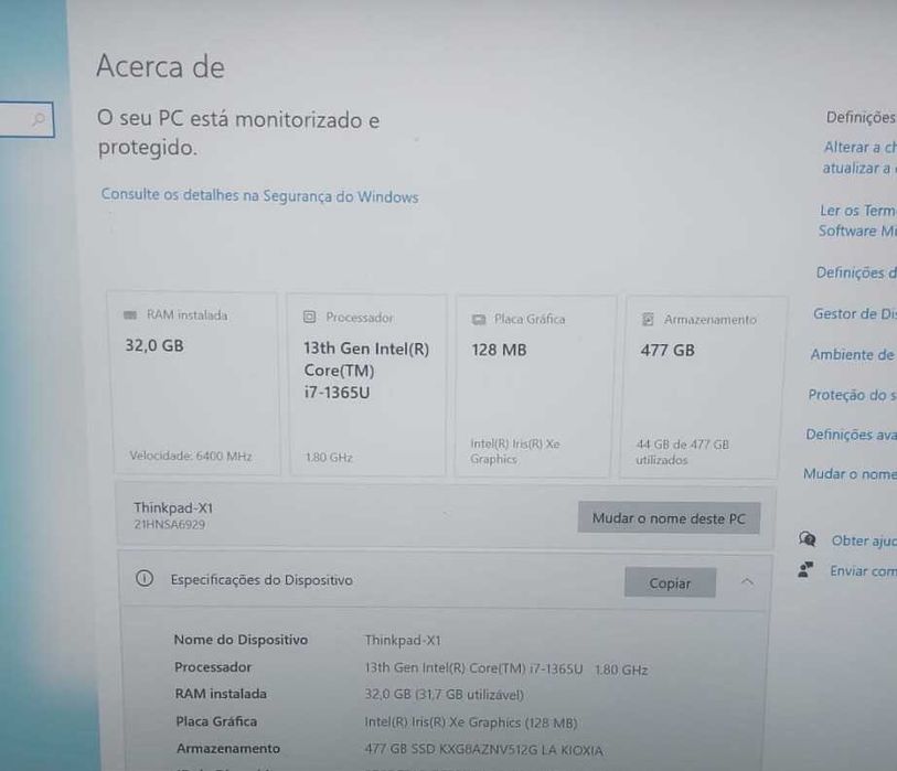 Portatil Lenovo ThinkPad X1 Carbon Gen 11 i7 32GB RAM 512GB SSD