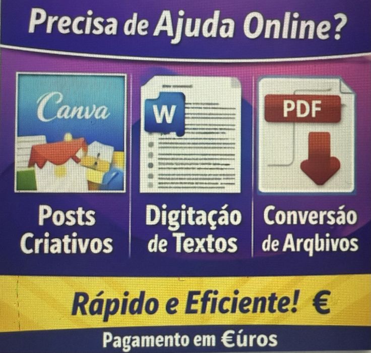 Serviços online urgentes – Canva, Word, Digitação