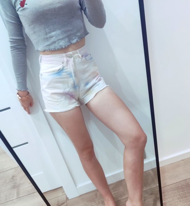 Spodenki szorty wysoki stan multicolor Bershka