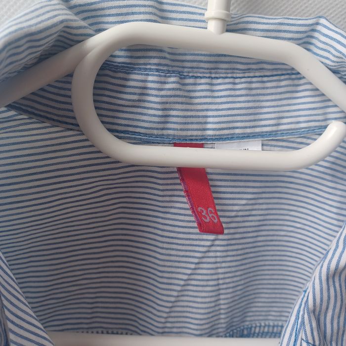 Koszula basic biała niebieska paski H&M 36 S XS must have