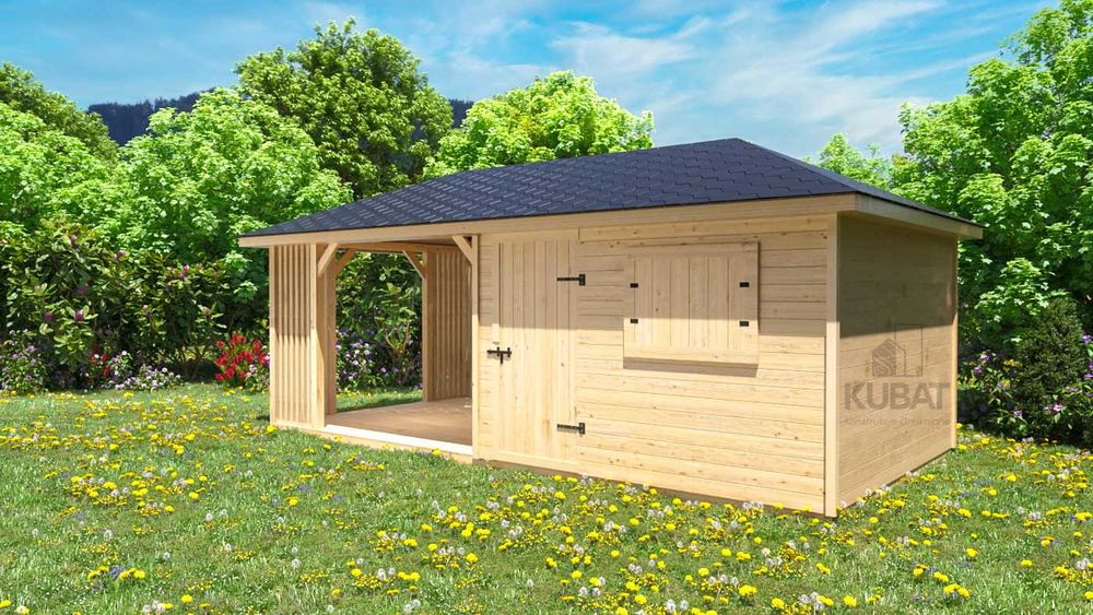 Domek ogrodowy z altanka 3x6 | domek narzedziowy z altanka| altana