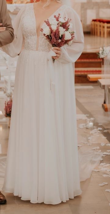 Suknia ślubna, zwiewna, lekka, boho
