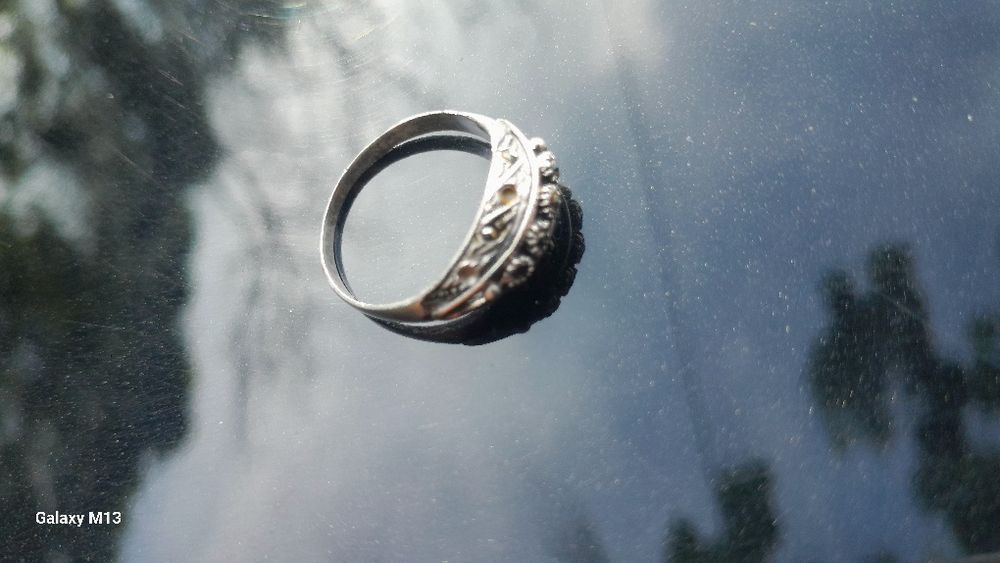 Anel prata e ouro art deco