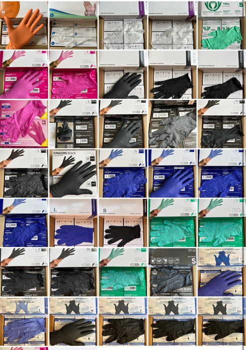 Рукавички одноразові резинові гумові латексні нітрилові господарскі