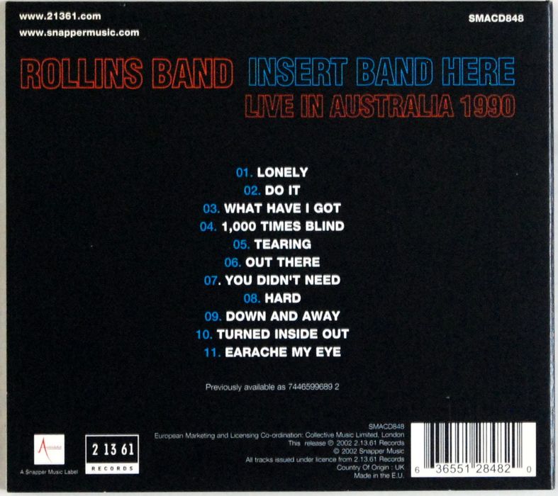 (CD) Rollins Band - Insert Band Here (Live In Australia 1990)
