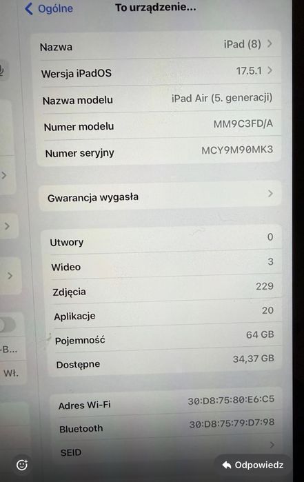 Ipad Air 5 generacji 64 GB