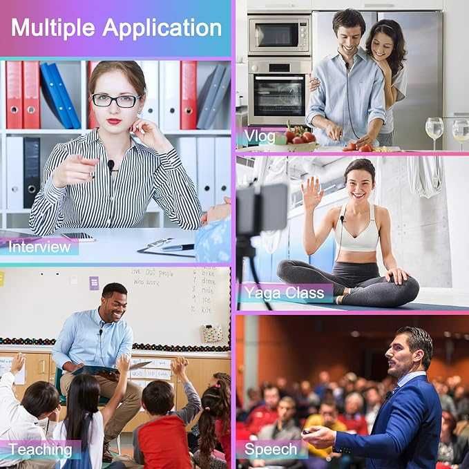 KIMAFUN Bezprzewodowy system mikrofonowy krawatowy, bezprzewodowy