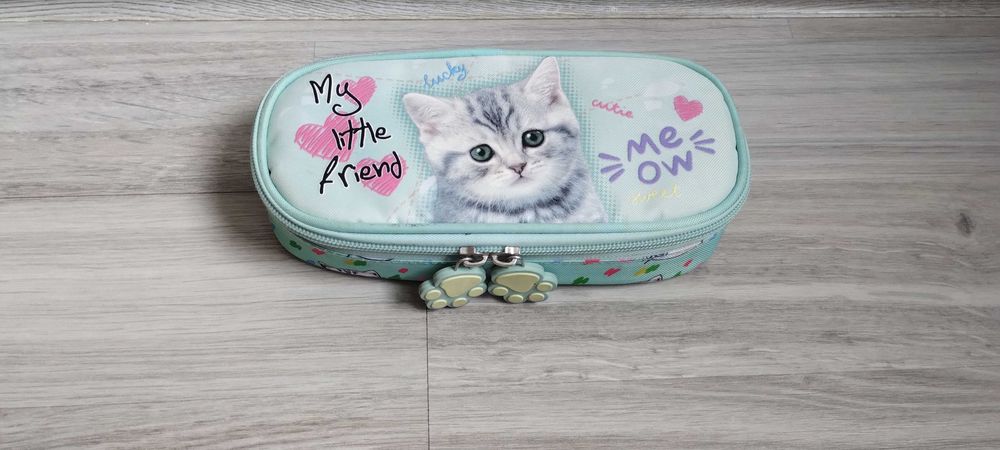 Piórnik z kotkiem St. Majewski usztywniany kolor miętowy My little friend Mint Kitty