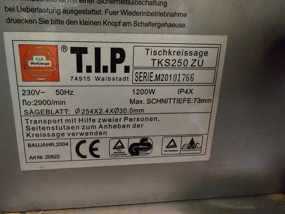 Piła stołowa TIP TKS250 ZU